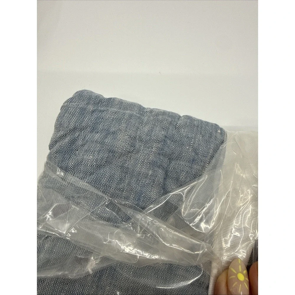 Pottery Barn Chambray Standard Quilted Belgian Flax Linen Set Of 2 Shams New